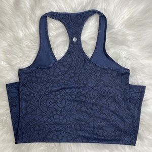 Lululemon Classic Navy Blue Pattern Racerback Tank Top Size M